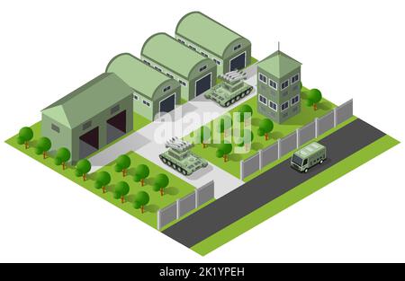 Module base camp object element for building design army armed Stock Vector