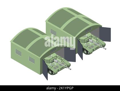 Set of army armed troop isometric armed military transport objects Stock Vector