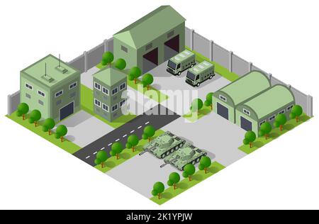 Module base camp object element for building design army armed Stock Vector
