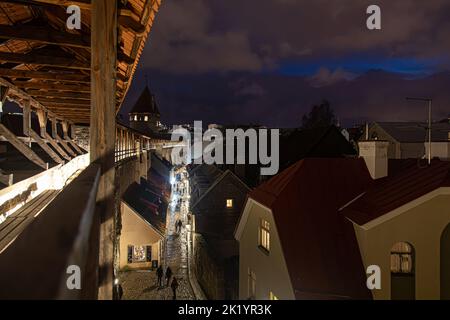 Tallinn, Estonia -  January 4, 2020: night panoramic view of Tallinn from the medieval walls0 Stock Photo