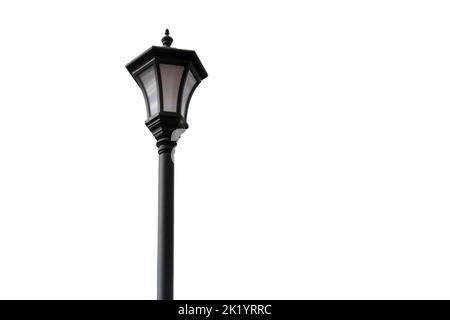 Old street lamp close up. Isolated object on a white background. Stock Photo
