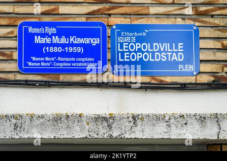 Marks of the belgian colonial pas in the public area as pazrk aznd streets name |  Traces du passe colonial belge au Congo dans lespace public, rues e Stock Photo