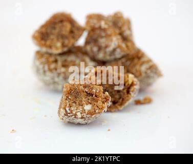 Delicious choco pie isolated on white. Classic snack cake Stock Photo