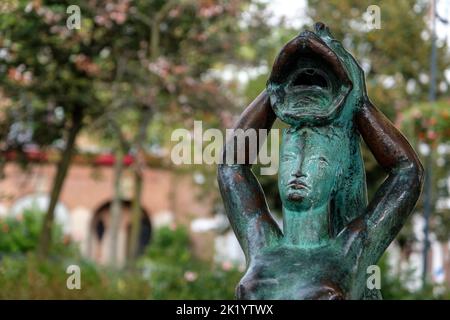 Marks of the belgian colonial pas in the public area as park and streets name - Siren of the Baudouinville boat |  Traces du passe colonial belge au C Stock Photo