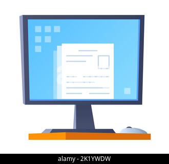Computer monitor - modern flat design style single isolated image Stock Vector