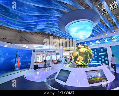 Urumqi. 19th Sep, 2022. Photo taken on Sept. 19, 2022 shows a pavilion at the seventh China-Eurasia Expo in Urumqi, capital of northwest China's Xinjiang Uygur Autonomous Region. Credit: Li Xiang/Xinhua/Alamy Live News Stock Photo