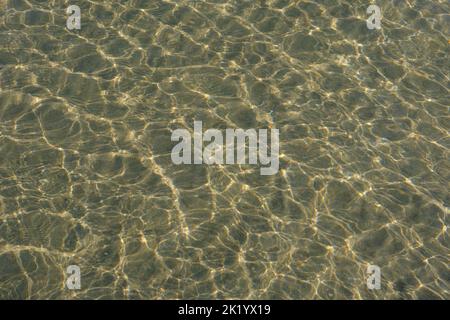 RIPPLES IN THE SAND PHOTOGRAPHED THROUGH THE SEA WATER Stock Photo