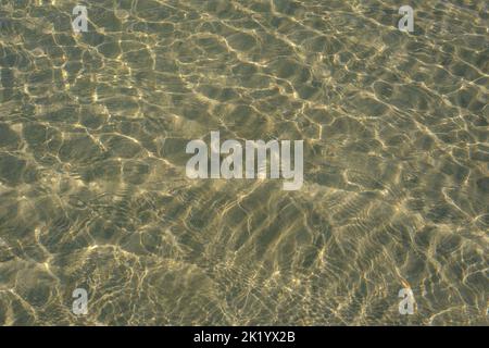 RIPPLES IN THE SAND PHOTOGRAPHED THROUGH THE SEA WATER Stock Photo