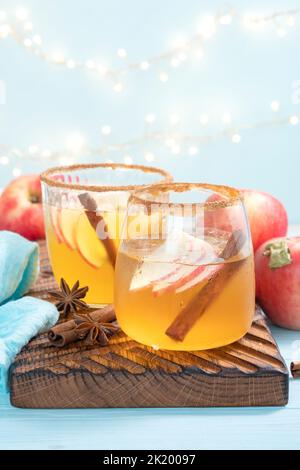 Hard apple cider cocktail with fall cinnamon and star anise Stock Photo