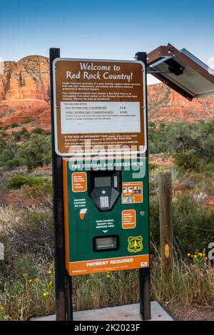 An entrance road going to Coconino National Forest, Arizona Stock Photo