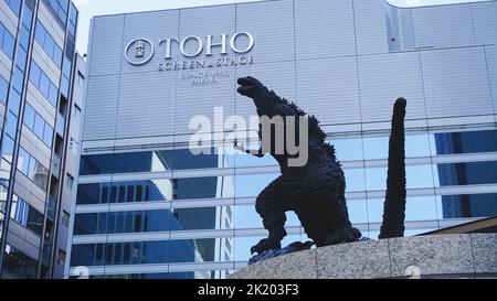 Godzilla statue outside Toho studios, Tokyo, Japan Stock Photo