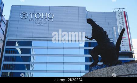 Godzilla statue outside Toho studios, Tokyo, Japan Stock Photo