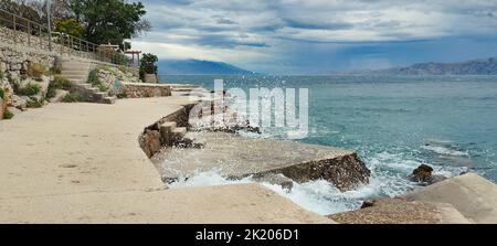 Wild Ocean water on the beach, croatia Stock Photo