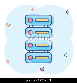 Data center icon in comic style. Clock vector cartoon illustration on ...