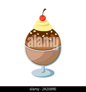 cute of sundae on cartoon version,vector illustration Stock Vector