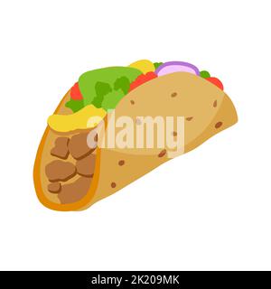cute of taco on cartoon version,vector illustration Stock Vector