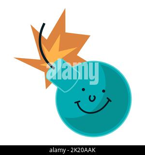 Bomb character. Round weapon mascot with funny emotion and face. Explosive emotion collection with fetel and eyes. Isolated on white background expres Stock Vector