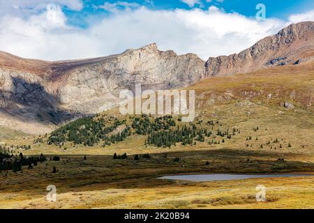 Views of Mt. Bierstadt and the Sawtooth from Guanella Pass, Colorado, USA Stock Photo