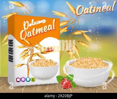 Oatmeal ads vector realistic illustration Stock Vector