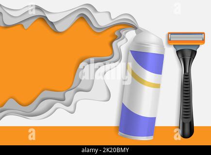 Mens skincare products ad vector paper cut design Stock Vector