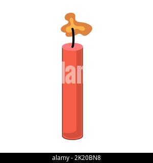 Cartoon dynamite and tnt explosives with timer and fuse. Fire bomb and dangerous weapon to destroy. Game icon for destruction and dangerous burning ob Stock Vector