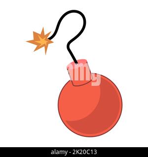 Cartoon dynamite and tnt explosives with timer and fuse. Fire bomb and dangerous weapon to destroy. Game icon for destruction and dangerous burning ob Stock Vector