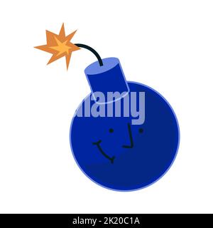 Bomb character. Round weapon mascot with funny emotion and face. Explosive emotion collection with fetel and eyes. Isolated on white background expres Stock Vector