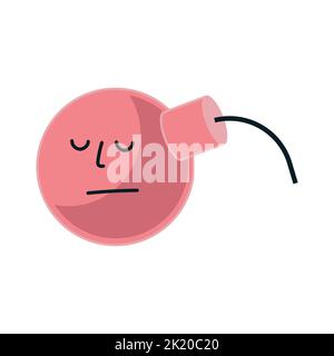 Bomb character. Round weapon mascot with funny emotion and face. Explosive emotion collection with fetel and eyes. Isolated on white background expres Stock Vector