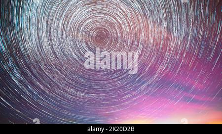 Bright Night Starry Sky. Flight Of Fancy. Amazing Star Trails On Stock ...