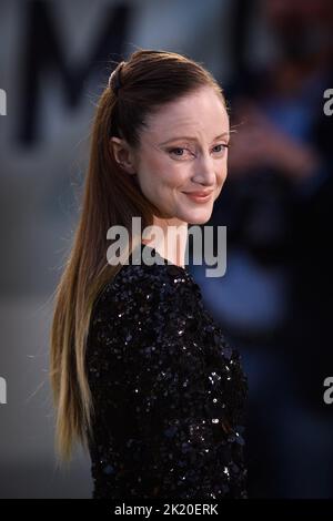 London, UK. 21 September 2022. Andrea Riseborough attending the European premiere of Amsterdam at the Odeon Luxe Leicester Square Cinema, London Picture date: Wednesday September 21, 2022. Photo credit should read: Matt Crossick/Empics/Alamy Live News Stock Photo