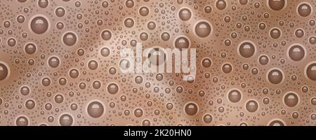 Chocolate seamless pattern with milk shake texture top view. Abstract vector background with bubbles. Cocoa smoothie surface. Latte or coffee beverage Stock Vector
