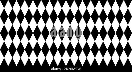Seamless diamond harlequin geometric background pattern. Tileable black and white circus clown vintage wallpaper texture. Monochrome greyscale rhombus Stock Photo