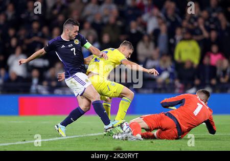 Scotland's John McGinn in action during the UEFA Nations League match at Hampden Park, Glasgow. Picture date: Wednesday September 21, 2022. Stock Photo