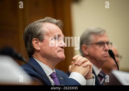 Washington, United States Of America. 21st Sep, 2022. Brian Moynihan, Chairman and CEO, Bank of America, appears before a House Committee on Financial Services hearing “Holding Megabanks Accountable: Oversight of America's Largest Consumer Facing Banks” in the Rayburn House Office Building in Washington, DC, Wednesday, September 21, 2022. Credit: Rod Lamkey/CNP/Sipa USA Credit: Sipa USA/Alamy Live News Stock Photo