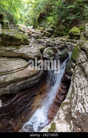 River Garrafo flowing through gorges in the Marche region in central Italy Stock Photo