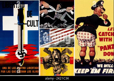 Anti-Nazi posters printed during World War II Stock Photo