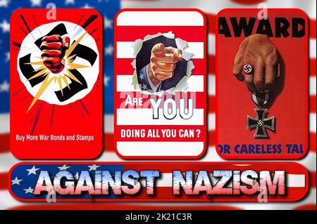 Anti-Nazi posters printed during World War II Stock Photo