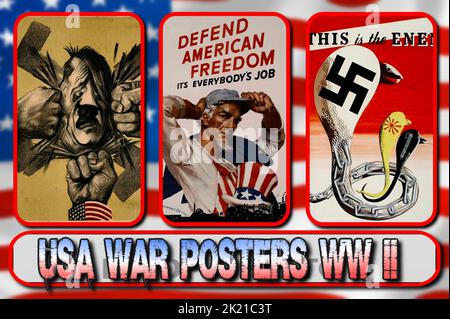 Anti-Nazi posters printed during World War II Stock Photo