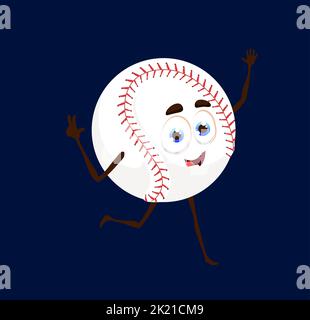 Cartoon cute school baseball ball character. Isolated vector sports personage, school league tournament, team mascot. Softball competition, american baseball game equipment with happy face Stock Vector