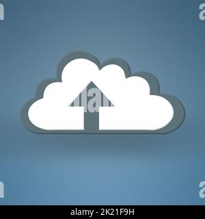 Your upload is complete. Conceptual image representing modern cloud computing. Stock Photo