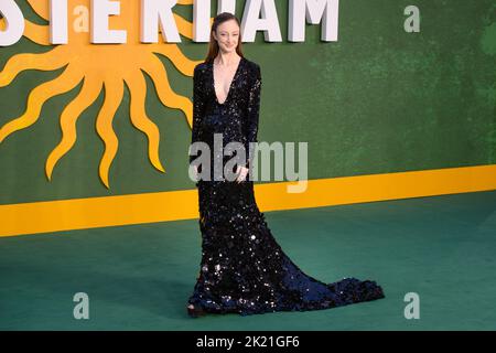 London, UK. 22 September 2022. Andrea Riseborough attending the European premiere of Amsterdam at the Odeon Luxe Leicester Square Cinema, London Picture date: Thursday September 22, 2022. Photo credit should read: Matt Crossick/Empics/Alamy Live News Stock Photo