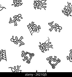 accident injury man person vector seamless pattern Stock Vector