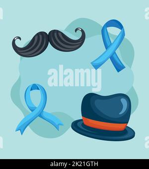 four movember campaign icons Stock Vector