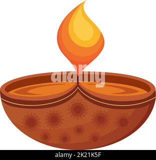 wooden diwali lamp Stock Vector