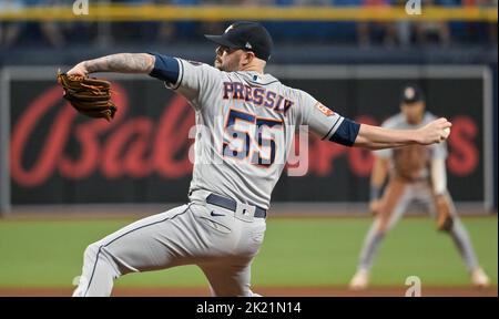 Houston Astros closer Ryan Pressly delivers during the ninth