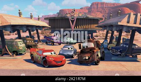 FILLMORE,SARGE,MCQUEEN,RAMONE,FLO,CARRERA,TRUCK,GUIDO,LUIGI,HUDSON, CARS, 2006 Stock Photo