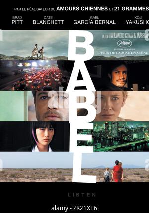 TARCHANI,BERNAL,PITT,BLANCHETT,KIKUCHI,GAMBLE,BARRAZA,POSTER, BABEL, 2006 Stock Photo