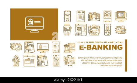 E-banking And Contactless Payment landing header vector Stock Vector