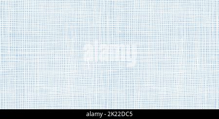 Seamless abstract hand drawn grid lines in a clean simple minimalist woven mesh checkers pattern, light pastel blue and white. Baby boy or nautical th Stock Photo