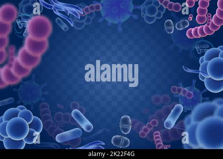 Vector abstract background with viruses, microbes Stock Vector